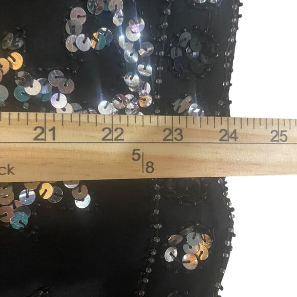 Vintage Patchouli Silk Top Womens Size L Black Sequined Party Cocktail Evening G - Picture 12 of 14